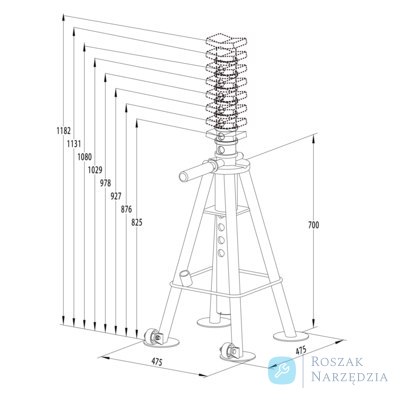 Stojak podpora 20T wysokość 825-1150mm BAHCO