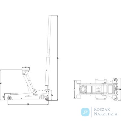 Podnośnik wózkowy aluminiowy 2,5 T BAHCO