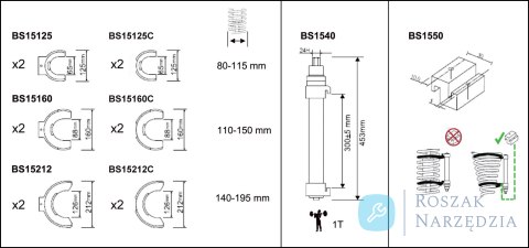 Szczęki do przyrządu do ściskania sprężyn MacPherson BS15 rozmiar 80 - 115 mm BAHCO