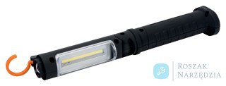 Lampa aluminiowa LED COB z magnesem i hakami, odchylana, ładowanie Mini-USB, 180 lm BAHCO