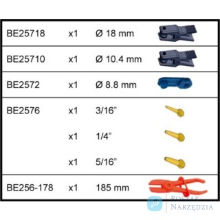 Zestaw stoperów w rozmiarach 3/16", 1/4", 5/16" z zestawu BE257 BAHCO