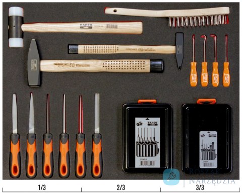 Wytłoczka z młotkami i pilnikami - 26 el. BAHCO