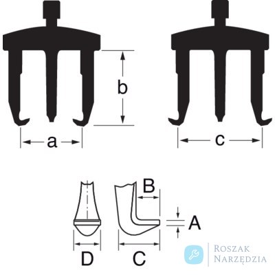 Ściągacz dwuramienny 50-160/105-220 mm, 300 mm, 65 kN, długie ramiona BAHCO