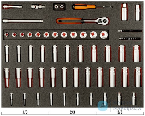 Wkład narzędziowy - nasadki długie 1/4" + 3/8" BAHCO