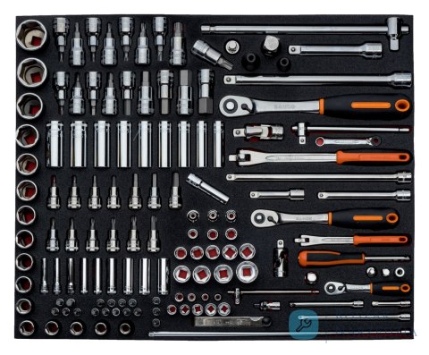 Zestaw nasadek 1/4" + 1/2" + 3/8" w wytłoczce - 168 el. BAHCO