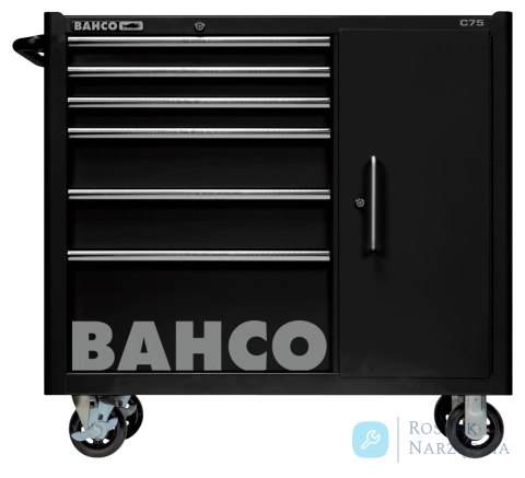 Wózek narzędziowy C75 XL, 6 szuflad z szafką, 986x501x1100 mm, 1475KXL6CBLACK (czarny) BAHCO