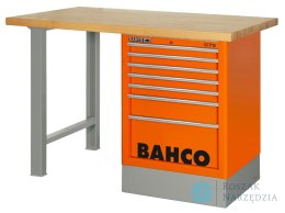 Stół warsztatowy 6 szuflad z blatem drewnianym 1500x750x1030 mm (pomarańczowy) BAHCO