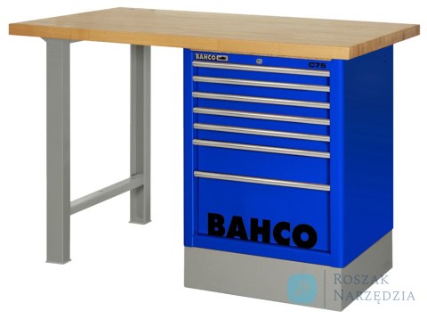 Stół warsztatowy 6 szuflad z blatem drewnianym 1500x750x1030 mm (pomarańczowy) BAHCO