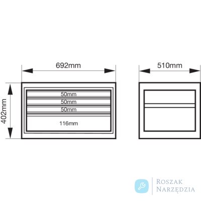 Nadstawska narzędziowa 4 szuflady 402x510x692 mm do wózka Premium E87 (pomarańczowa) BAHCO