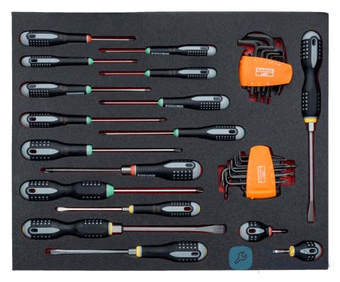 Wkład narzędziowy 34 elementów - PŁ, PH, PZ, TORX, Imbusy BAHCO Wkład narzędziowy 34 elementów - PŁ, PH, PZ, TORX, Imbusy BAHCO