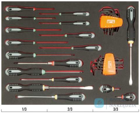 Wkład narzędziowy 34 elementów - PŁ, PH, PZ, TORX, Imbusy BAHCO Wkład narzędziowy 34 elementów - PŁ, PH, PZ, TORX, Imbusy BAHCO