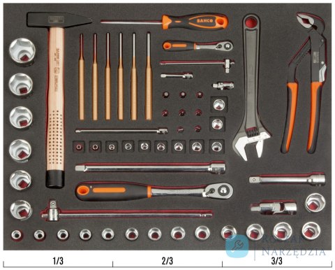 Wkład narzędziowy - nasadki i szczypce, 60 elementów BAHCO