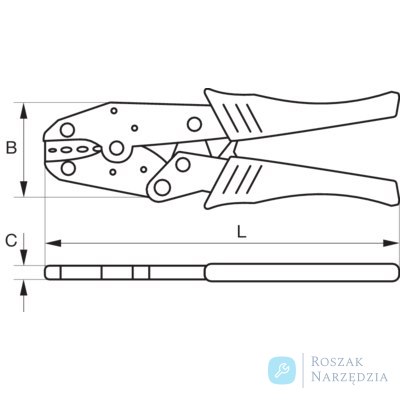 Szczypce zaciskające grzechotkowe do złączy izolowanych z metalową pętlą - 225 mm, zaciskanie 0.5-6.0 mm² BAHCO