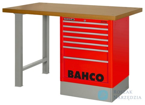 Stół warsztatowy 6 szuflad z blatem MDF 1800x750x1030 mm (czerwony) BAHCO