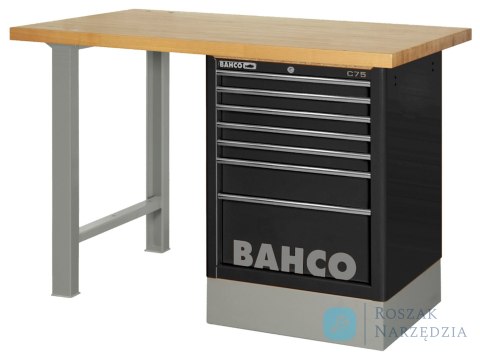 Stół warsztatowy 7 szuflad z blatem drewnianym 1500x750x1030 mm (niebieski) BAHCO