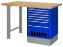 Stół warsztatowy 8 szuflad z blatem drewnianym 1800x750x1030 mm (niebieski) BAHCO