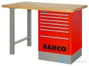 Stół warsztatowy 6 szuflad z blatem drewnianym 1800x750x1030 mm (czerwony) BAHCO