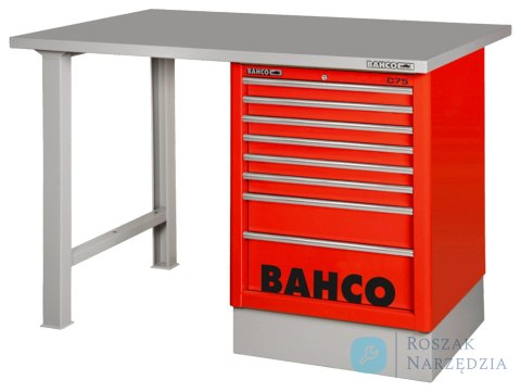Stół warsztatowy 7 szuflad z blatem stalowym 1500x750x1030 mm (czerwony) BAHCO