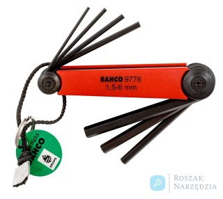 Zestaw kluczy L sześciokątnych metrycznych fosforowanych 1,5-6 mm - 7 szt. z pętlą Kevlar BAHCO