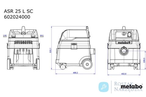 ODKURZACZ PRZEMYSŁOWY ASR 25 L SC METABO