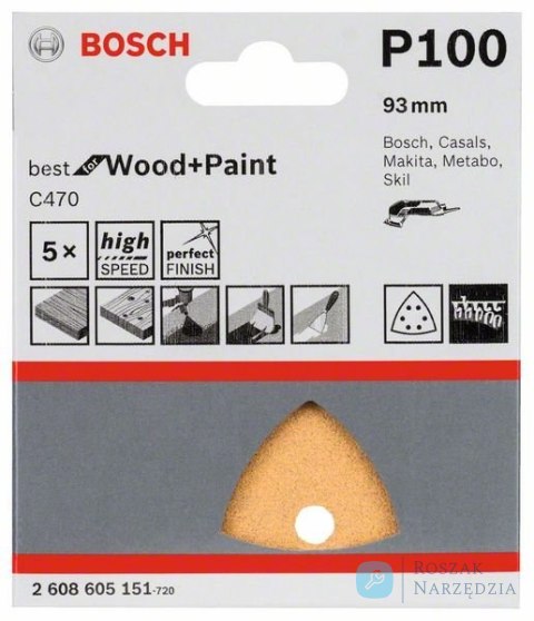 PAPIER ŚCIERNY DELTA 93MM G100 5PC. BOSCH