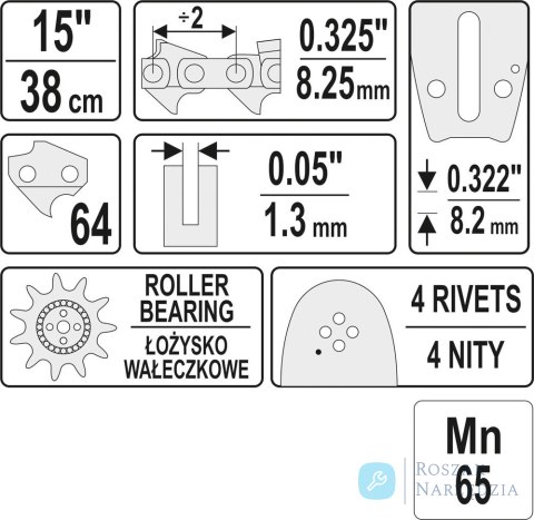 PROWADNICA ŁAŃCUCHA DO PILAREK 15'' 325U YATO