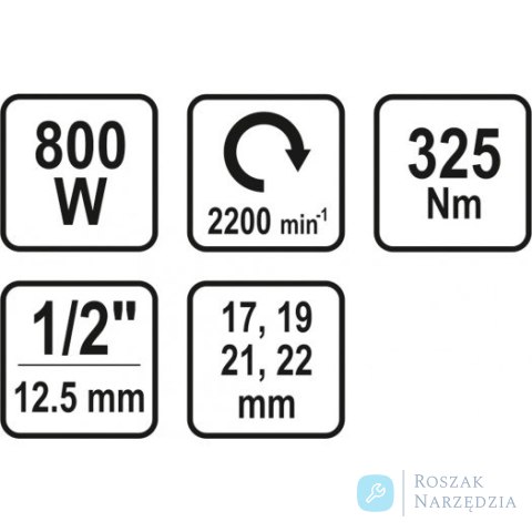 ELEKTRYCZNY KLUCZ UDAROWY 800W 325NM + NASADKI VOREL