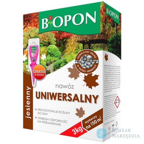 NAWÓZ JESIENNY . UNIWERSALNY GRANULAT KARTON Z UCHWYTEM 3 KG BIOPON