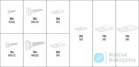 WKRĘTY /PODKŁADKI DO KAROSERII MIX 170SZT YATO