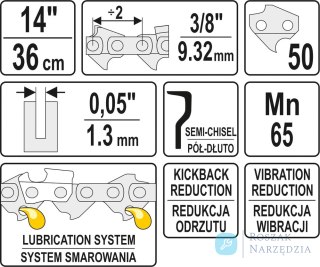 ŁAŃCUCH TNĄCY DO PILARKI 14'' 3/8' 1.3MM 50Z YATO