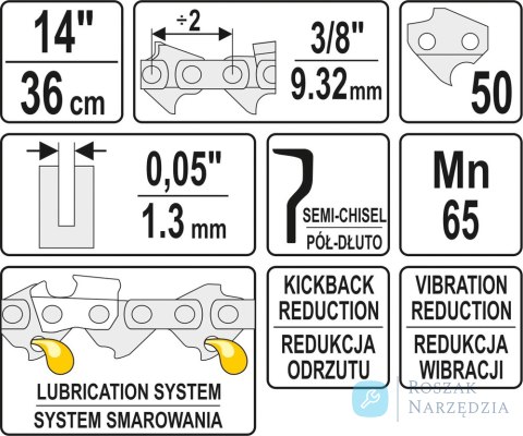 ŁAŃCUCH TNĄCY DO PILARKI 14'' 3/8' 1.3MM 50Z YATO