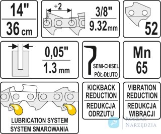 ŁAŃCUCH TNĄCY DO PILARKI 14'' 3/8' 1.3MM 52Z YATO