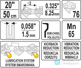 ŁAŃCUCH TNĄCY DO PILARKI 20'' .325 1.5MM 76Z YATO