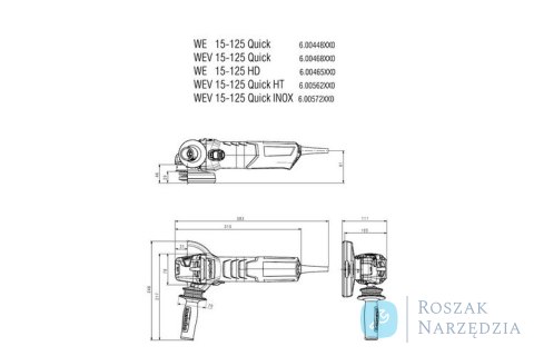 SZLIFIERKA KĄTOWA 125MM WEV 15-125 QUICK HT METABO