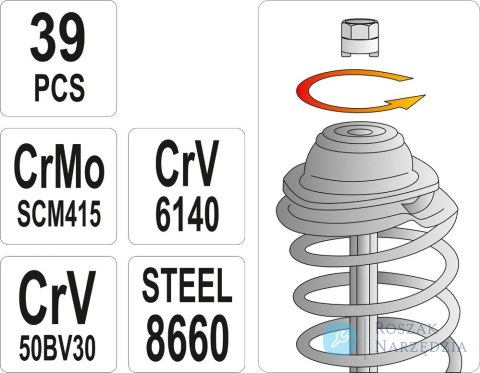 ZESTAW KLUCZY DO MOCOWANIA AMORTYZATORA 39CZ YATO