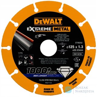 TARCZA DIAMENTOWA EXTREME METAL 125*22.23*1.3MM DEWALT