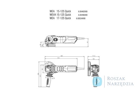 SZLIFIERKA KĄTOWA 125MM WEA 17-125 QUICK METABO