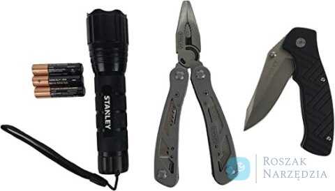 ZESTAW SURVIVALOWY, LATARKA,NÓZ,MULTITOOL STANLEY