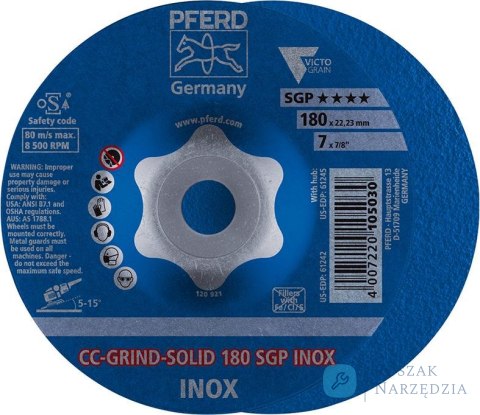 Sciernica tarcz.CC-GRIND Solid SGP INOX 180mm PFERD