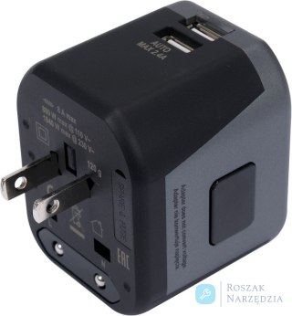 ADAPTER PODRÓŻNY UNIW. 2XUSB 12W YATO