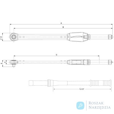 Klucz dynamometryczny 200-800 Nm, ze stałą grzechotką 3/4" 75R3-800 BAHCO