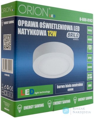 PANEL LED NATYNKOWY OKRĄGŁY BRILO 175MM, 12W, 960LM ORION