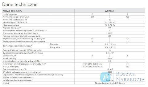 STYCZNIK MODUŁOWY E.MC.220.4.25.4NO 4P 25A 4NO ENEXT