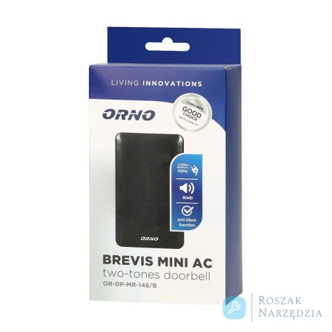 DZWONEK GONG DWUTONOWY 230V BREVIS MINI CZARNY ORNO