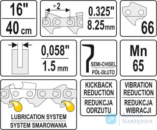 ŁAŃCUCH TNĄCY DO PILARKI 16'' .325 1.5MM 66Z YATO