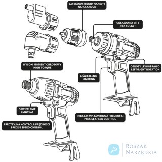 ZESTAW E+: WIERTARKO-WKRĘTARKA Z ZAKRĘTARKĄ, BEZ AKUMULATORA GRAPHITE