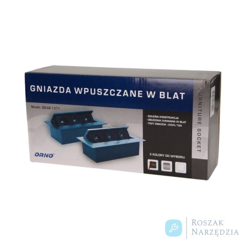 GNIAZDO WPUSZCZANE W BLAT 3X2P+Z RANT PŁASKI CZARNY ORNO