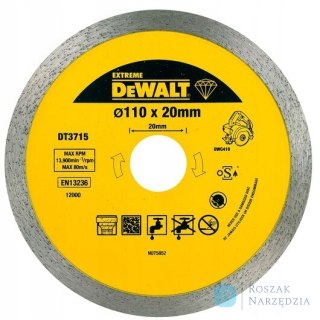 TARCZA DIAMENTOWA DO CIĘCIA PŁYTEK 110*20MM HARD TILE DEWALT