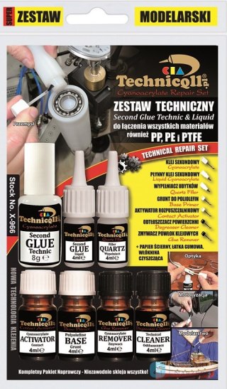 ZESTAW TECHNICZNY DO KLEJENIA PE, PP, PTFE 6*4ML+8G TECHNICQLL