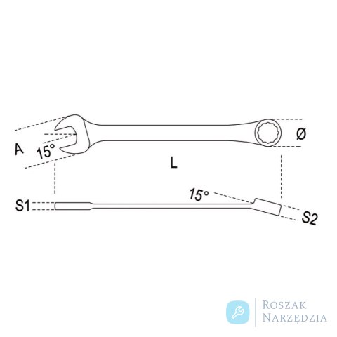 Klucz płasko-oczkowy z dwukierunkową grzechotką 19 mm, 142 Beta